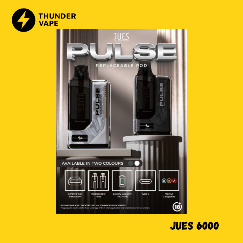 JUES Pulse 15000 Puffs  พอตสูบนุ่ม เปลี่ยนแทงค์ได้ ใช้งานยาวนาน