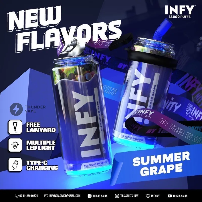 INFY 12000 Puffs พอตใช้แล้วทิ้งจาก This is Salts รุ่นใหม่ สูบได้จุใจ พร้อมสายคล้องคอ