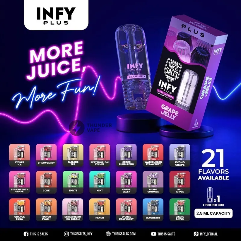 INFY PLUS Pod 2.5ml พอต หัวน้ำยาอินฟี่โฉมใหม่ จุน้ำยาเยอะ สูบได้นาน